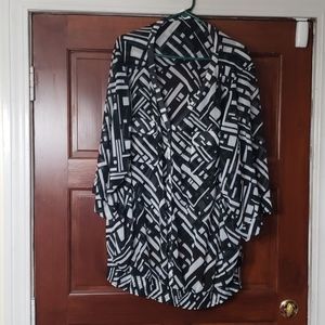 Black and white sheer blouse